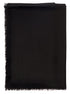 Saint Laurent Men Black Scarf With Jacquard Logo And Fringed Hem In Wool And Silk Man by Luosophy