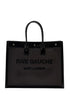 Saint Laurent Women Black Tote Bag With Tonal Rive Gauche Logo In Raphia Woman by Luosophy