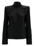 Saint Laurent Women Black Blouse With Cowl-Back In Silk Satin Woman by Luosophy