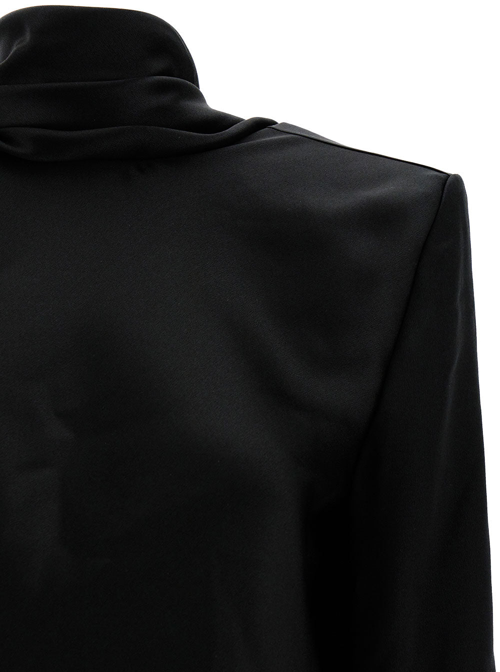 Saint Laurent Women Black Blouse With Cowl-Back In Silk Satin Woman by Luosophy