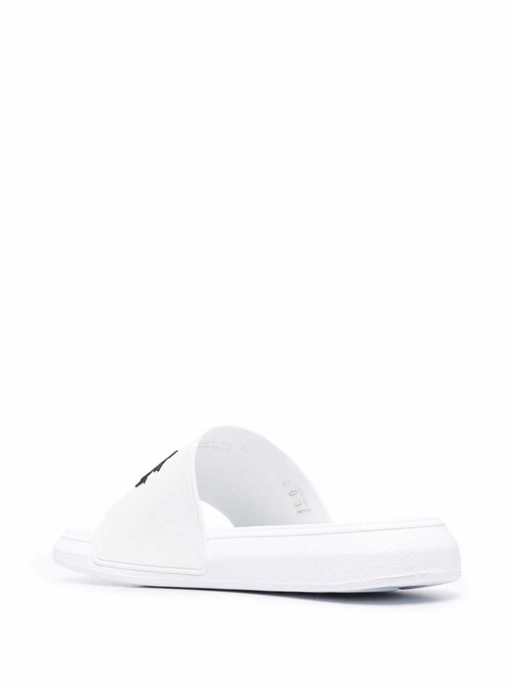 Alexander Mcqueen Men White Logo Pool Slides In Rubber by Luosophy