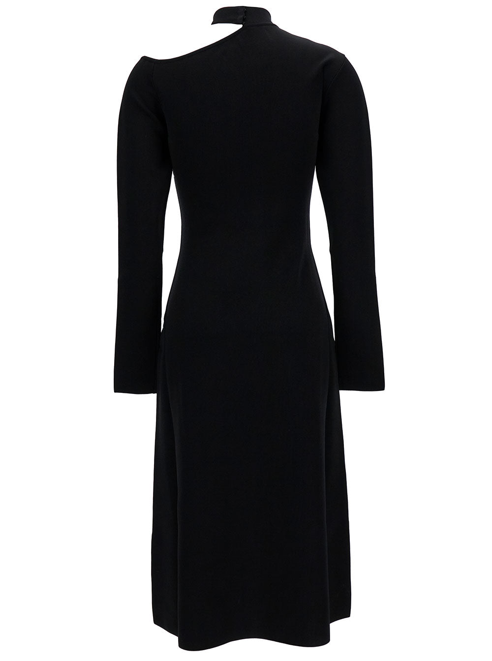 Ferragamo Women Midi Black Dress With Cut-Out And Long Sleeve In Viscose Blend Woman by Luosophy
