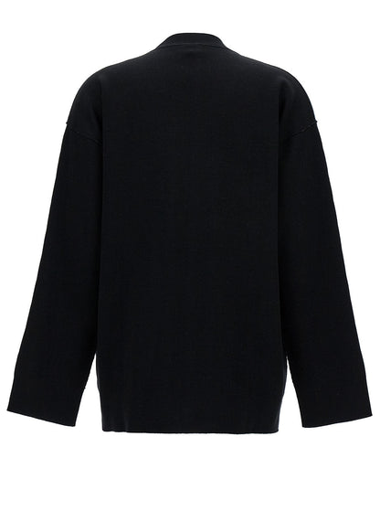 Fendi Women Black Reversible Cardigan With Jacquard Ff Motif In Knit Woman by Luosophy