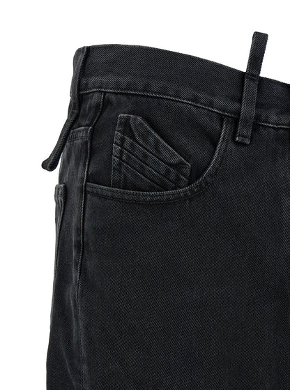 The Attico Women Midi Black Skirt With Maxi Cut-Out In Denim Woman by Luosophy