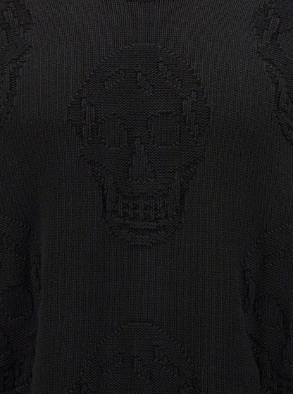 Alexander Mcqueen Men Black Sweater With Tonal Skull Embellishment In Cotton Man by Luosophy