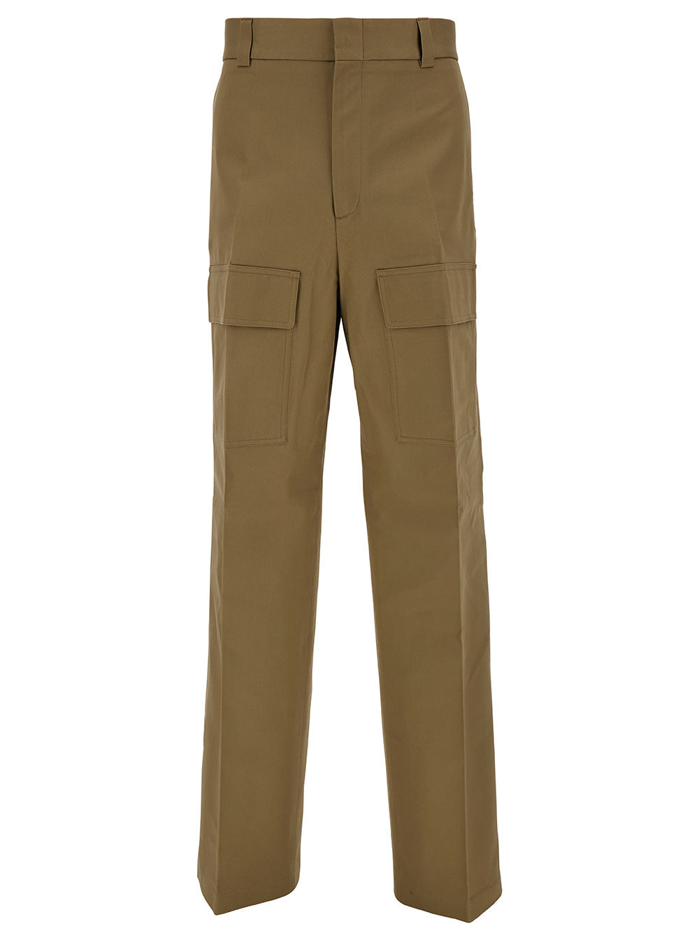 Gucci Men Beige High-Waisted Pants With Logo Patch In Cotton Man by Luosophy