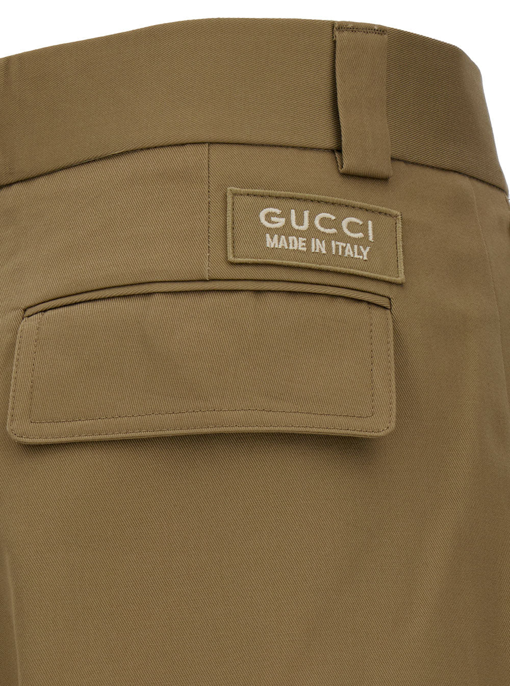 Gucci Men Beige High-Waisted Pants With Logo Patch In Cotton Man by Luosophy