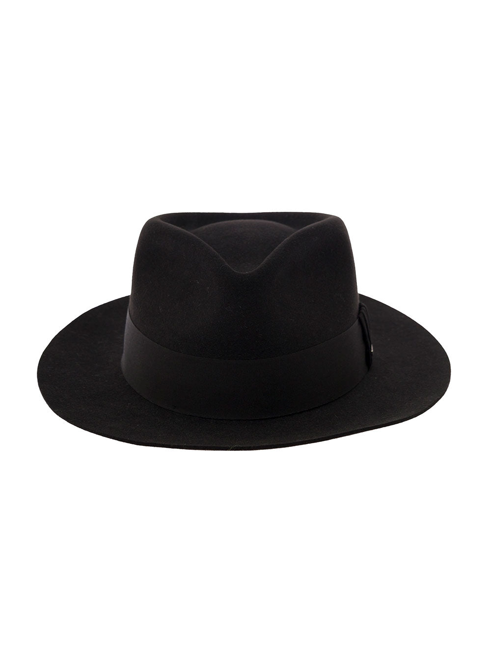 Saint Laurent Women Black Fedora Hat With Engraved Logo In Felt Woman by Luosophy