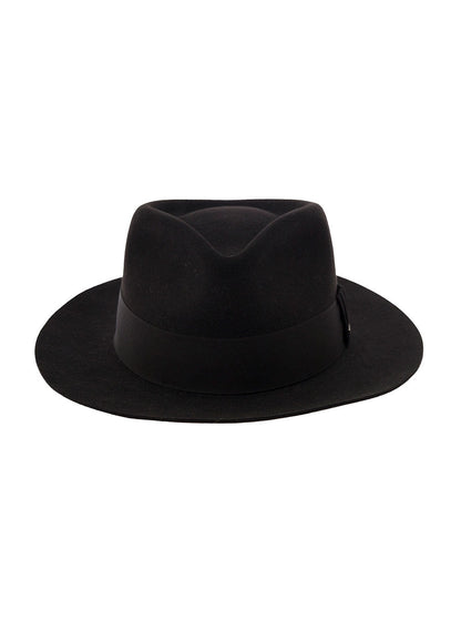 Saint Laurent Women Black Fedora Hat With Engraved Logo In Felt Woman by Luosophy