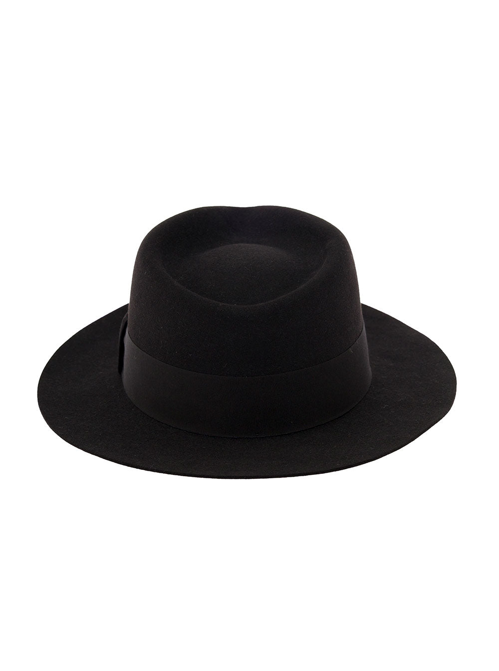 Saint Laurent Women Black Fedora Hat With Engraved Logo In Felt Woman by Luosophy