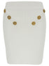 Balmain Women White Mini Pencil Skirt With Jewel Buttons In Viscose Blend Woman by Luosophy