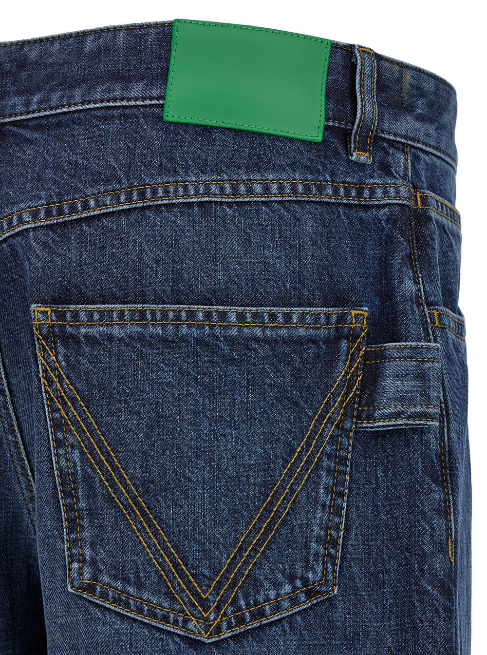 Bottega Veneta Men Blue Straight Jeans With Logo Patch In Denim Man by Luosophy