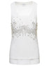 Bottega Veneta Women White Ribbed Tank Top With Embroidered Crystal Embellishment In Jersey Woman by Luosophy