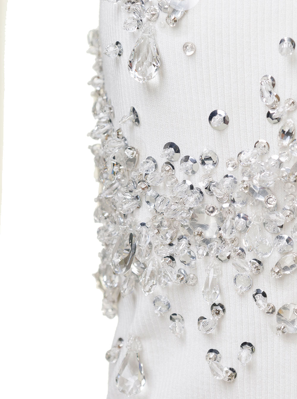 Bottega Veneta Women White Ribbed Tank Top With Embroidered Crystal Embellishment In Jersey Woman by Luosophy