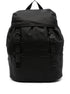 Saint Laurent Men Black Backpack With Tonal Logo Lettering Embroidery In Recycled Nylon Man by Luosophy