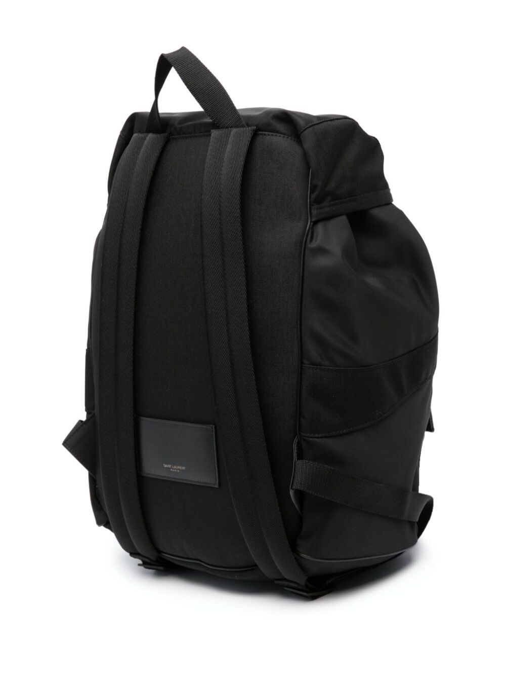 Saint Laurent Men Black Backpack With Tonal Logo Lettering Embroidery In Recycled Nylon Man by Luosophy