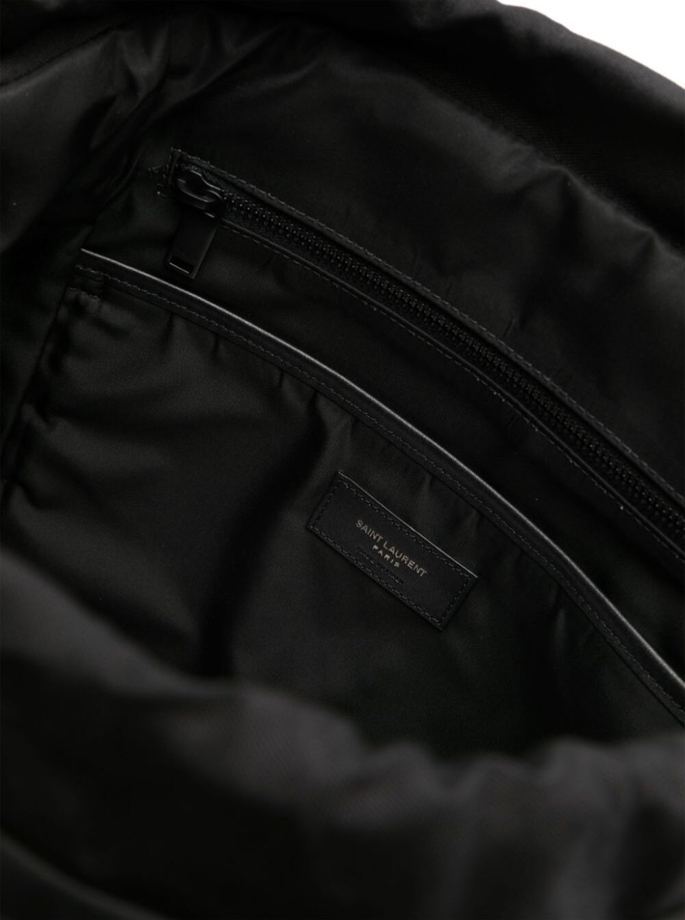 Saint Laurent Men Black Backpack With Tonal Logo Lettering Embroidery In Recycled Nylon Man by Luosophy