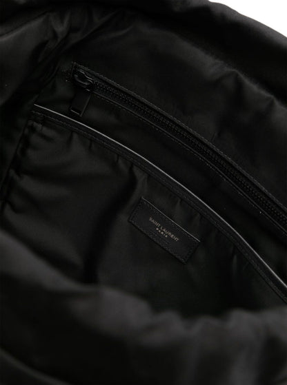 Saint Laurent Men Black Backpack With Tonal Logo Lettering Embroidery In Recycled Nylon Man by Luosophy