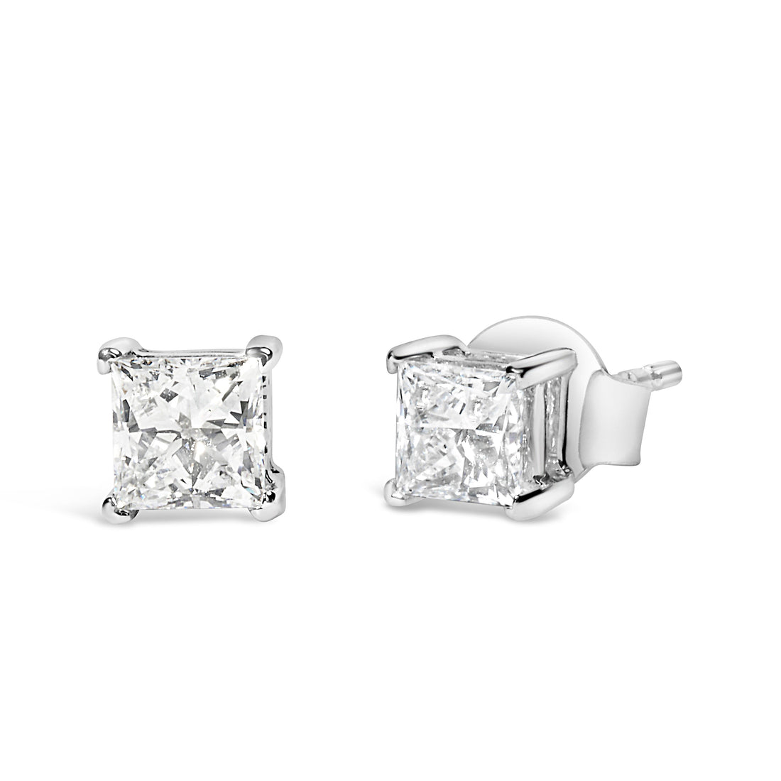 14K White Gold 3/8 Cttw Lab Grown Princess-Cut Diamond 4-Prong Solitaire Stud Earrings (VS1-VS2 Clarity, F-G Color) by Bids.com
