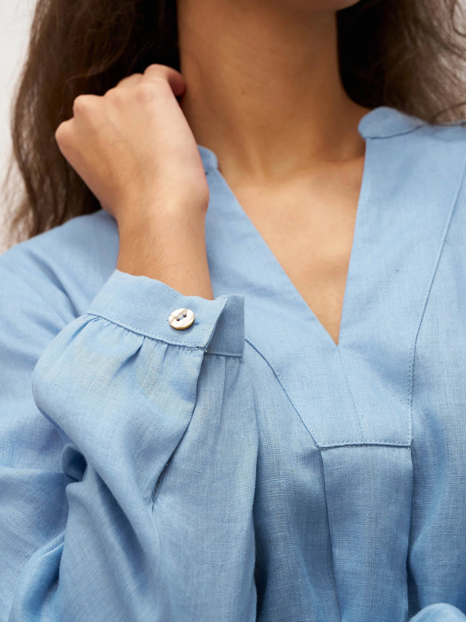 100% Linen V-Neck Pullover Shirt Dress JADEN by LINTICO