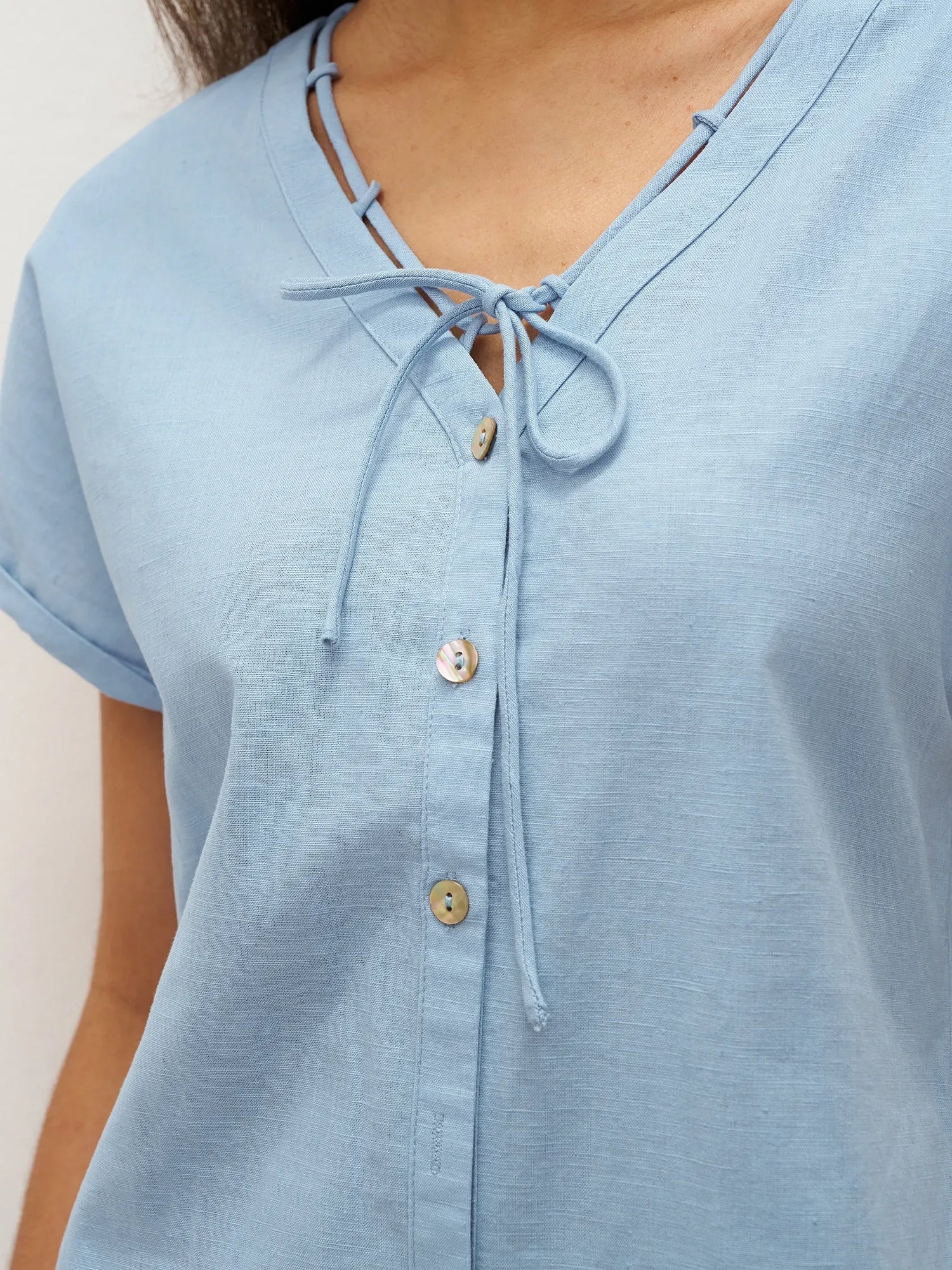 Linen Ladder Tie Simple Dress TAMARA by LINTICO