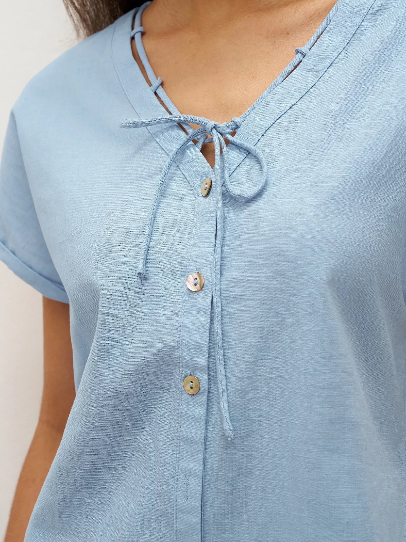 Linen Ladder Tie Simple Dress TAMARA by LINTICO