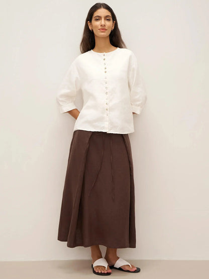 100% Linen Button-Front Drop Shoulder Shirt EASTER by LINTICO