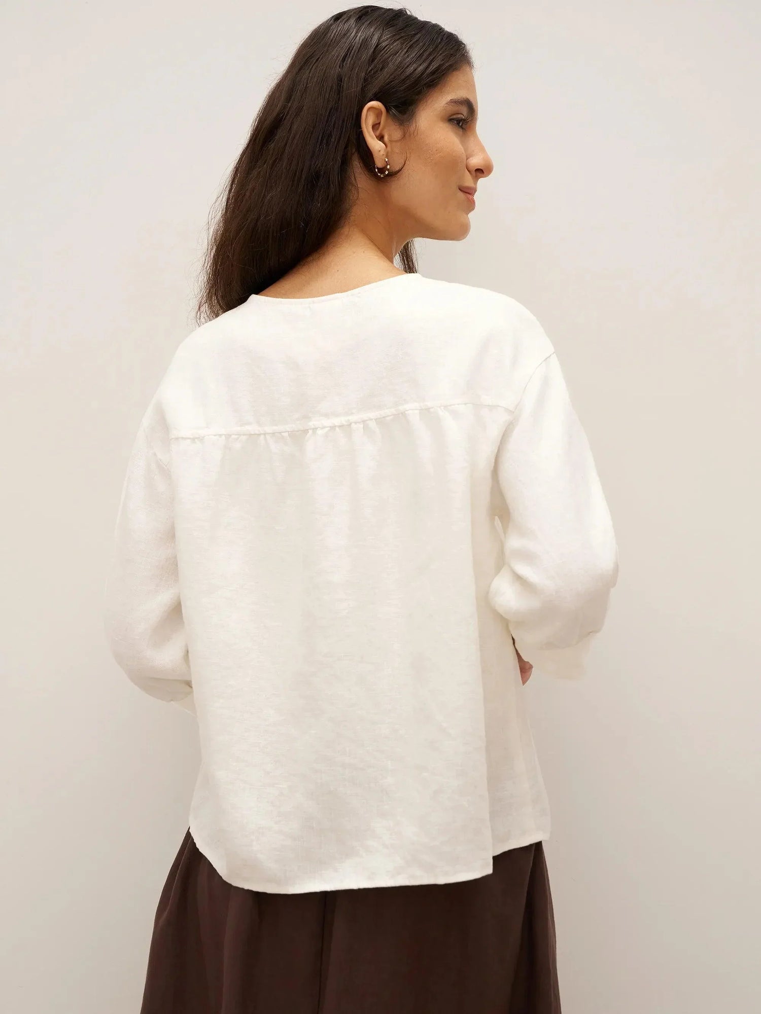 100% Linen Button-Front Drop Shoulder Shirt EASTER by LINTICO