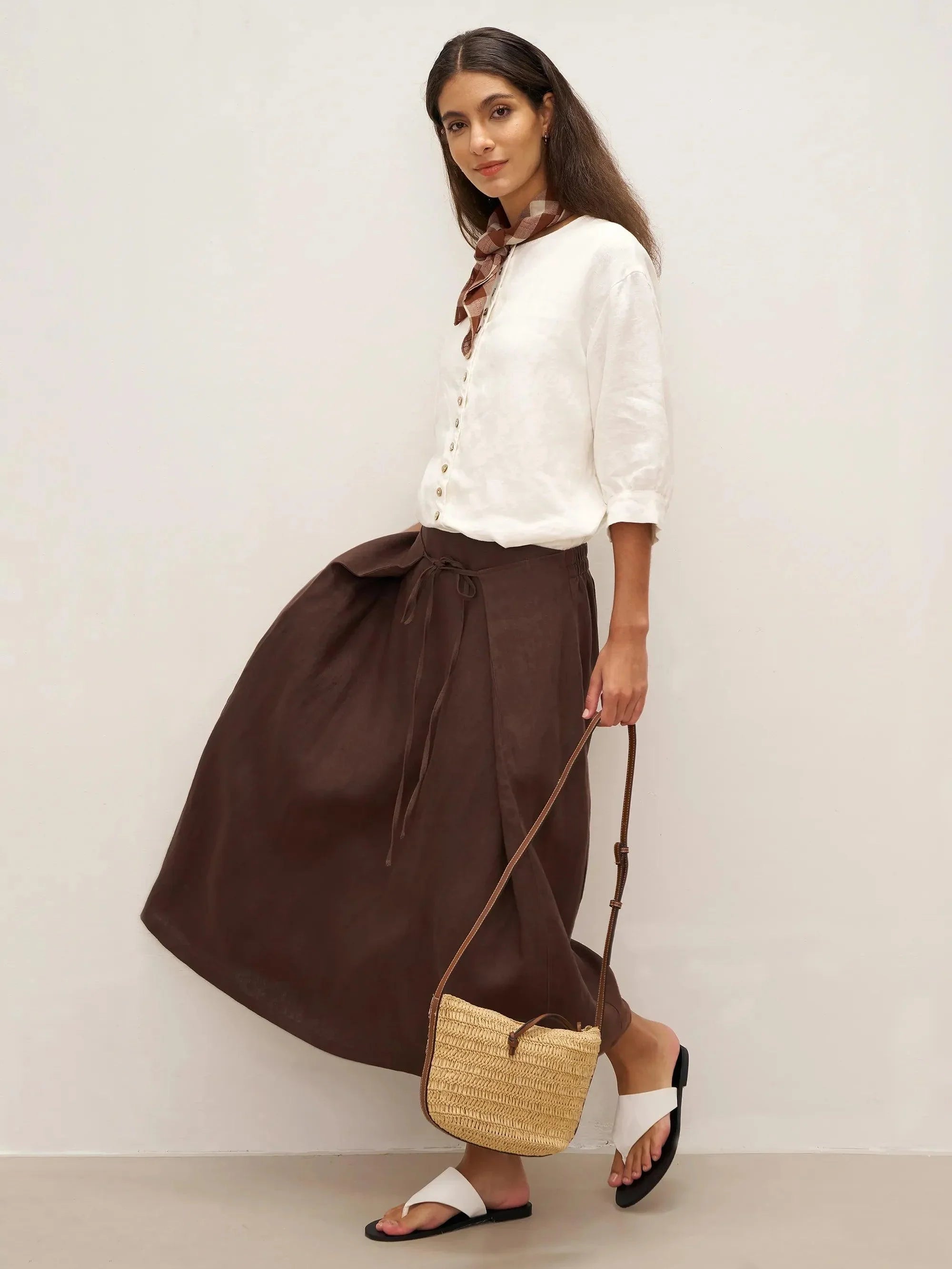 100% Linen Button-Front Drop Shoulder Shirt EASTER by LINTICO