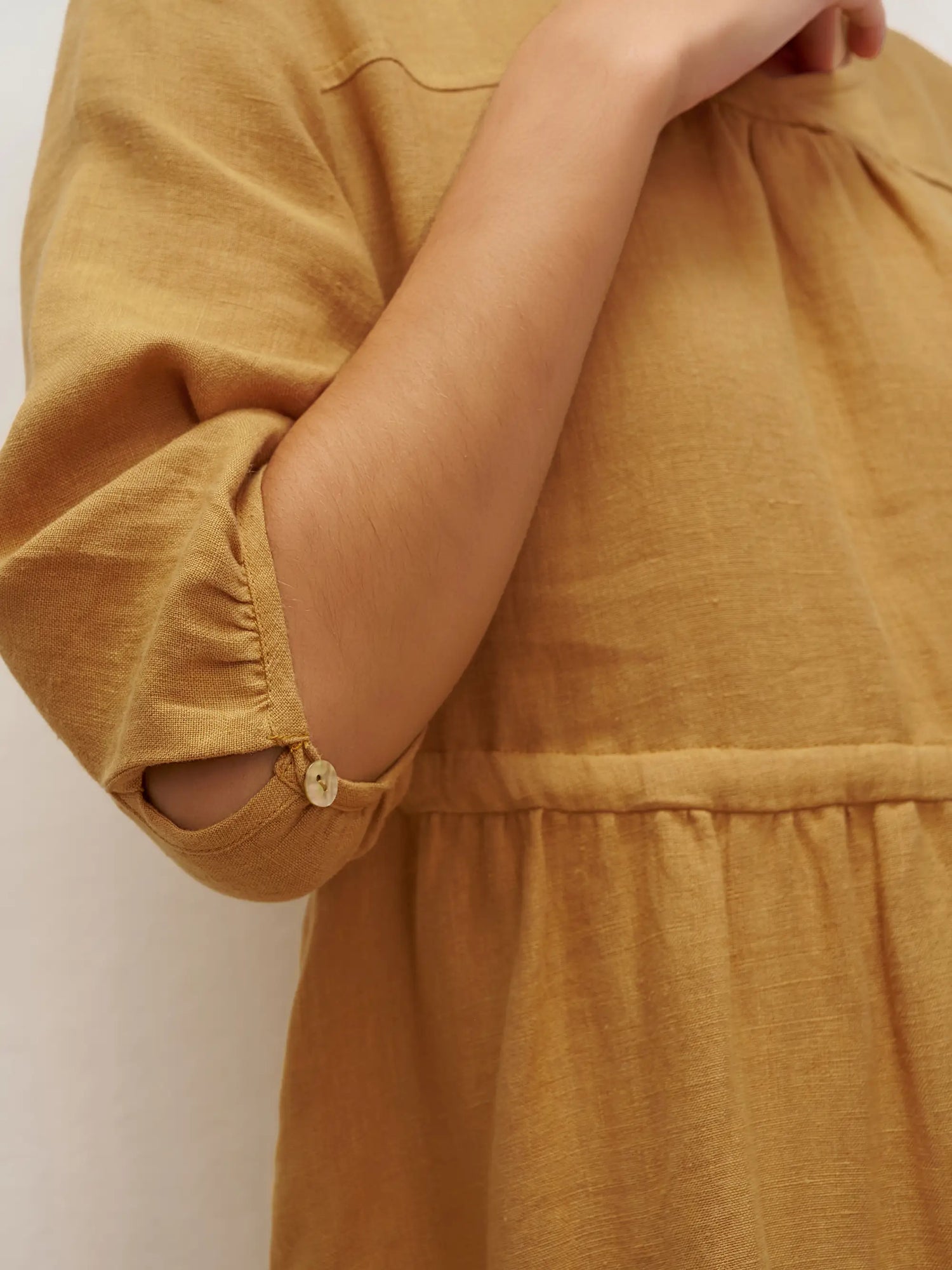 100% Linen A-Line Drawstring Waist Midi Dress DIXIE by LINTICO