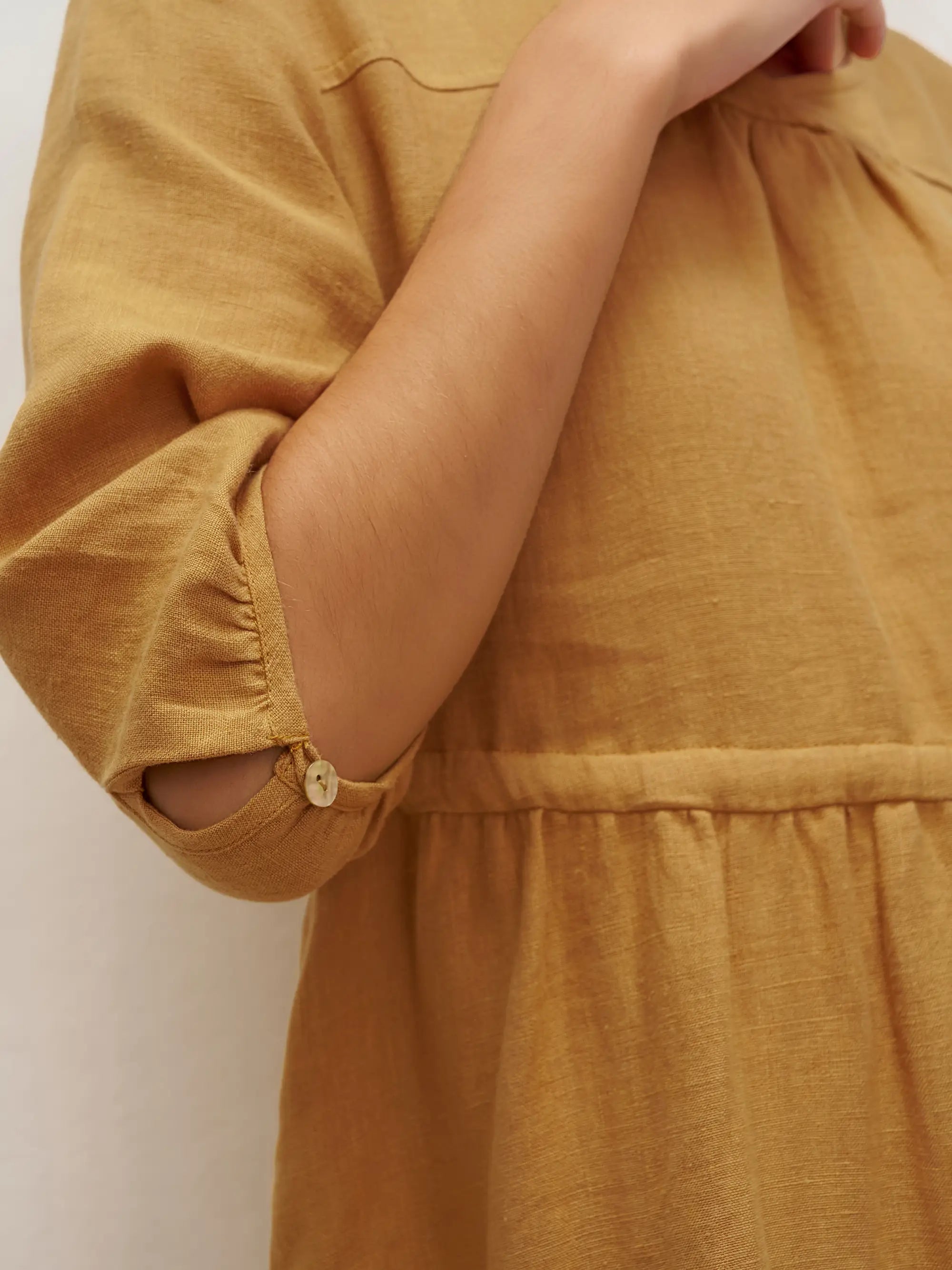 100% Linen A-Line Drawstring Waist Midi Dress DIXIE by LINTICO