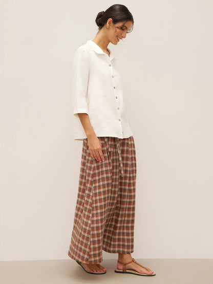 100% Linen Peter Pan Collar 3/4 Sleeve Shirt ASTRID by LINTICO