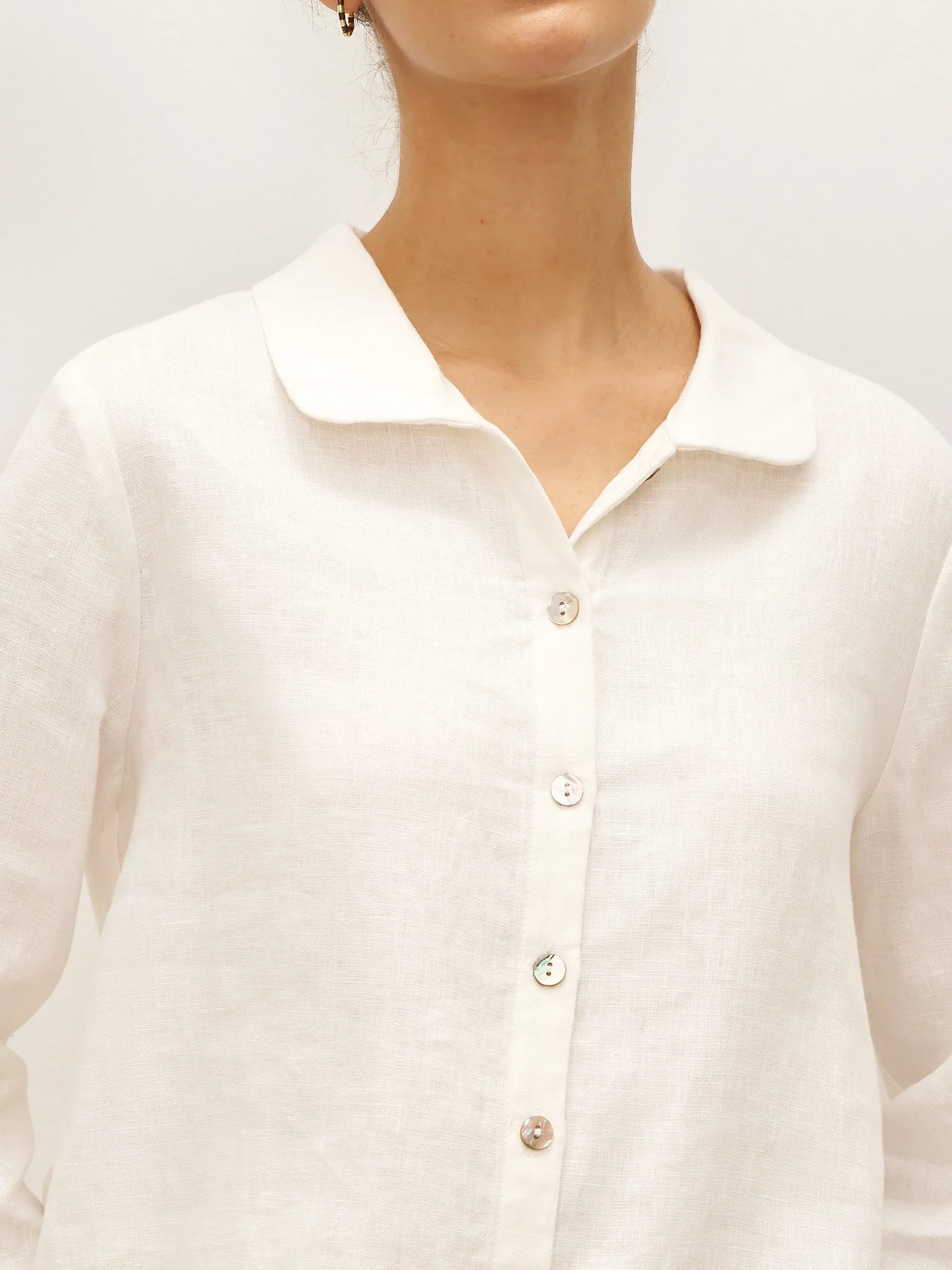 100% Linen Peter Pan Collar 3/4 Sleeve Shirt ASTRID by LINTICO