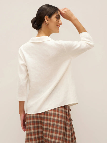 100% Linen Peter Pan Collar 3/4 Sleeve Shirt ASTRID 