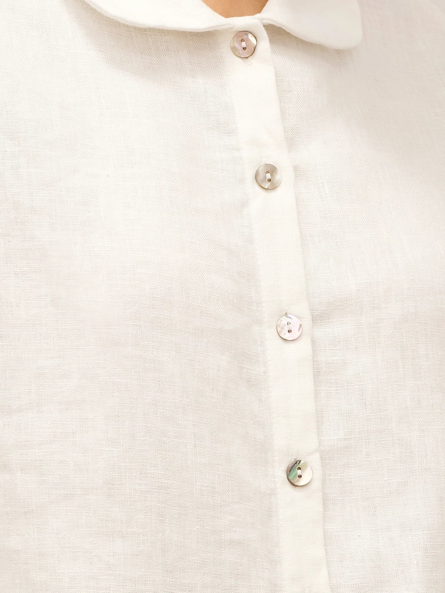 100% Linen Peter Pan Collar 3/4 Sleeve Shirt ASTRID by LINTICO