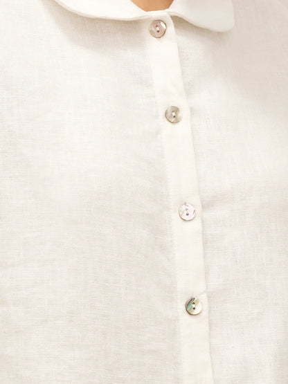 100% Linen Peter Pan Collar 3/4 Sleeve Shirt ASTRID by LINTICO