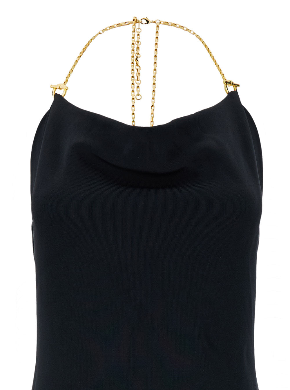 Bottega Veneta Women Midi Black Dress With Chain Strap In Double Viscose Woman by Luosophy