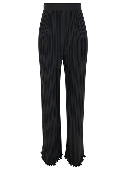 Lanvin Women Black Pleated Pants With Invisible Zip In Crêpe De Chine Woman by Luosophy