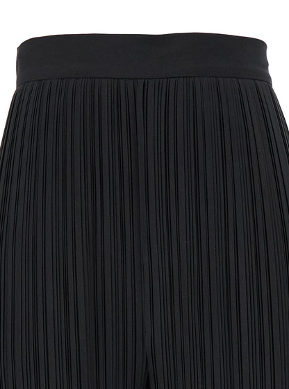 Lanvin Women Black Pleated Pants With Invisible Zip In Crêpe De Chine Woman by Luosophy