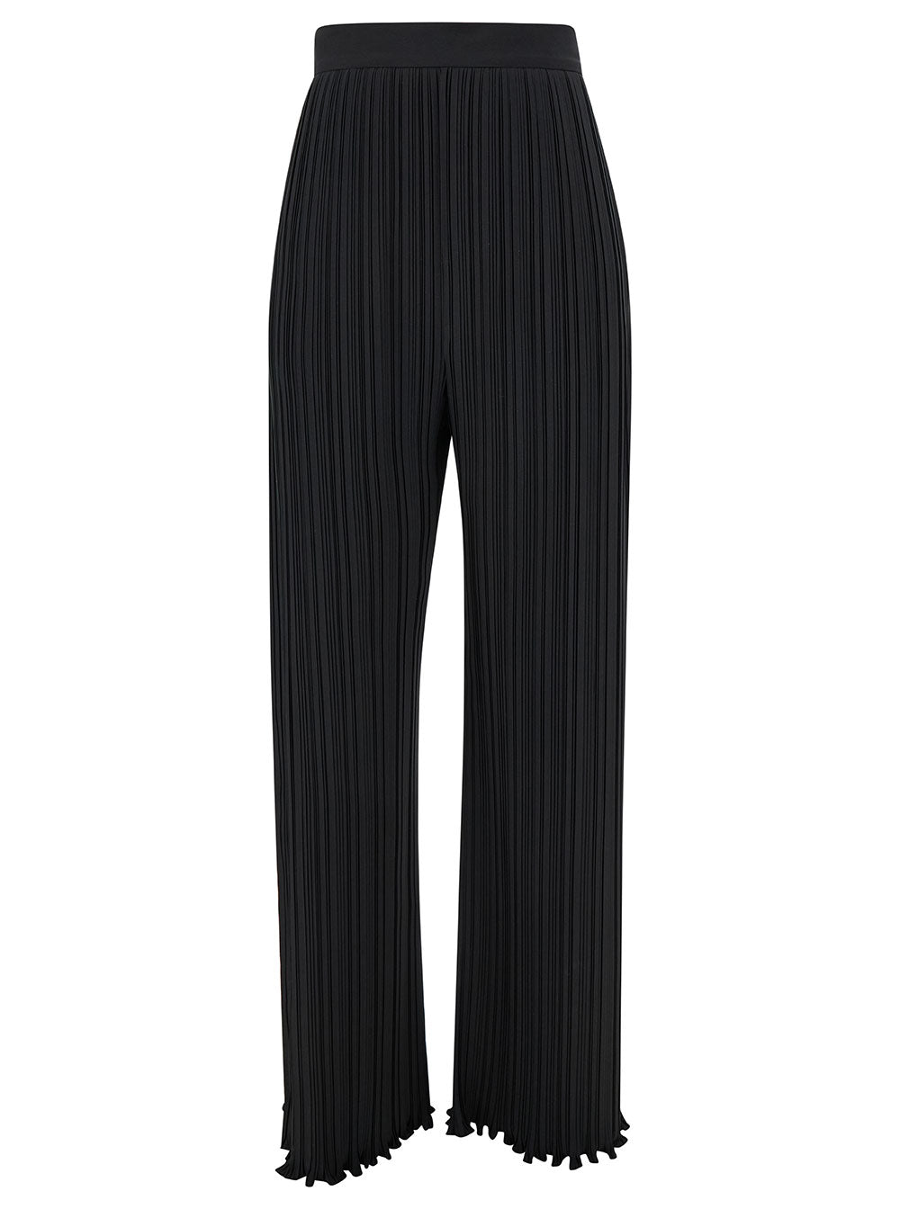Lanvin Women Black Pleated Pants With Invisible Zip In Crêpe De Chine Woman by Luosophy