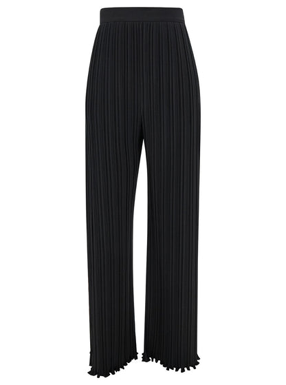 Lanvin Women Black Pleated Pants With Invisible Zip In Crêpe De Chine Woman by Luosophy
