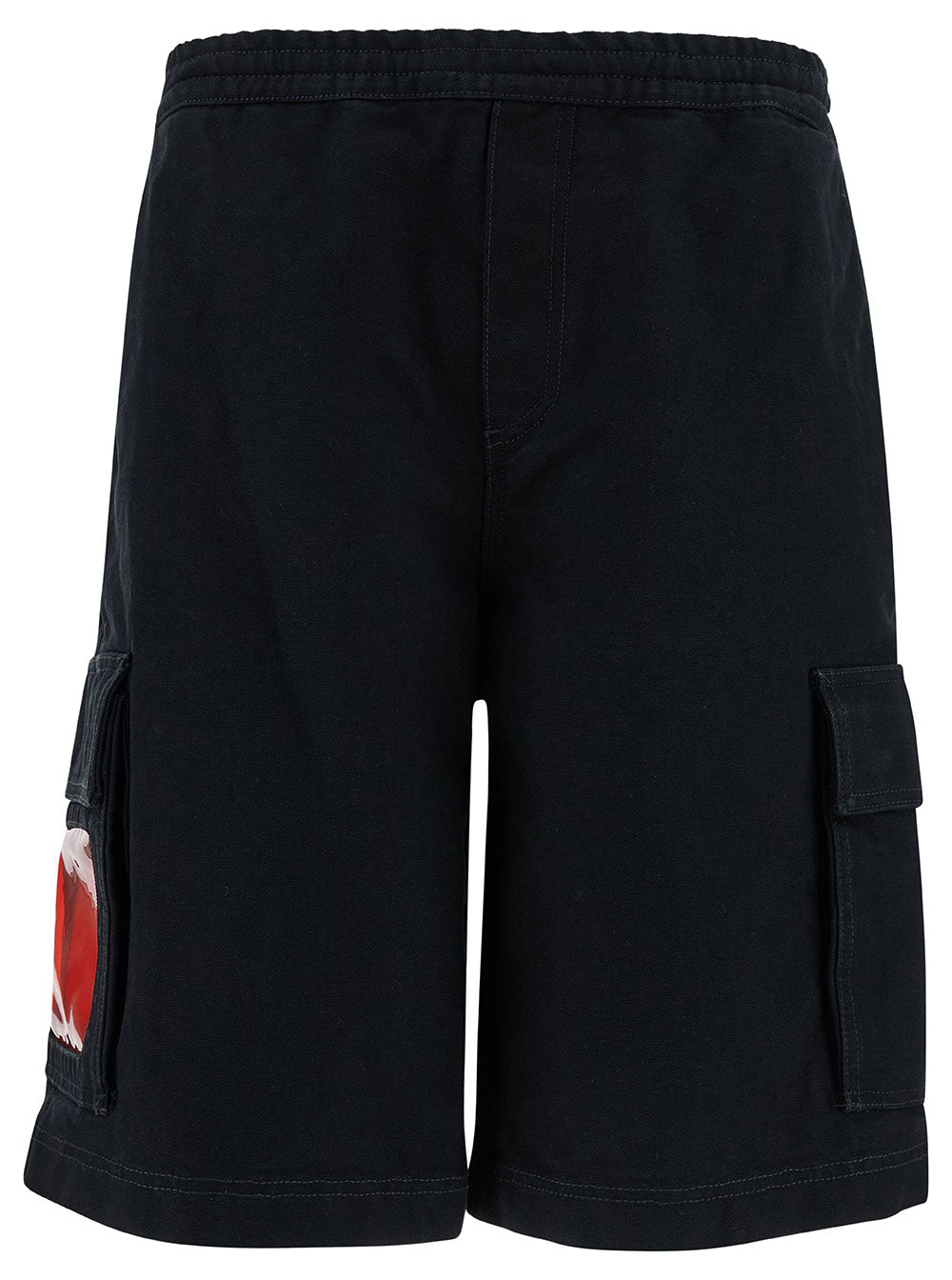 44 Label Group Men Black Cargo Bermuda Shorts With Logo Embroidery In Cotton Man by Luosophy