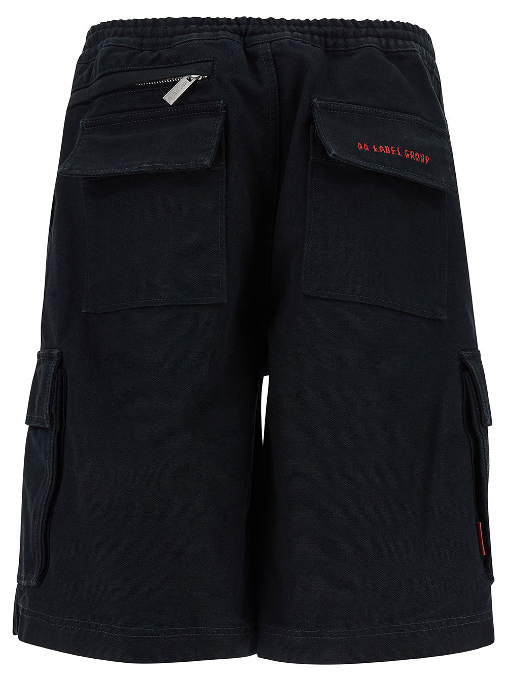 44 Label Group Men Black Cargo Bermuda Shorts With Logo Embroidery In Cotton Man by Luosophy