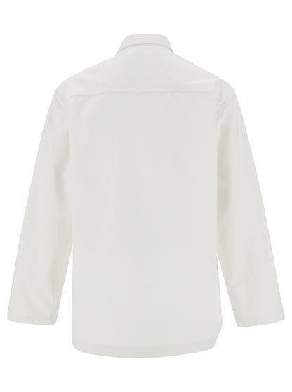 Jil Sander Men White Shirt With Embossed Logo In Denim Man by Luosophy