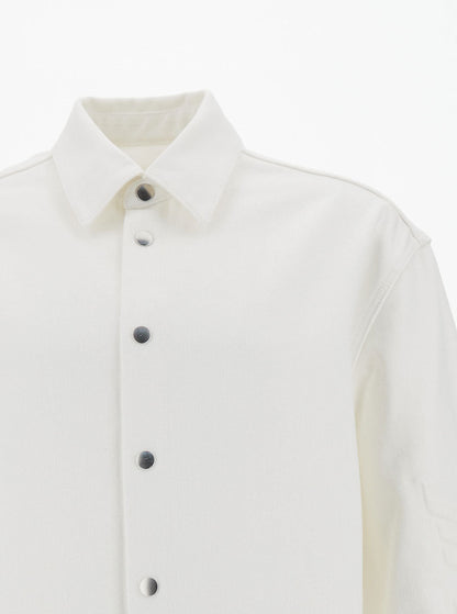 Jil Sander Men White Shirt With Embossed Logo In Denim Man by Luosophy