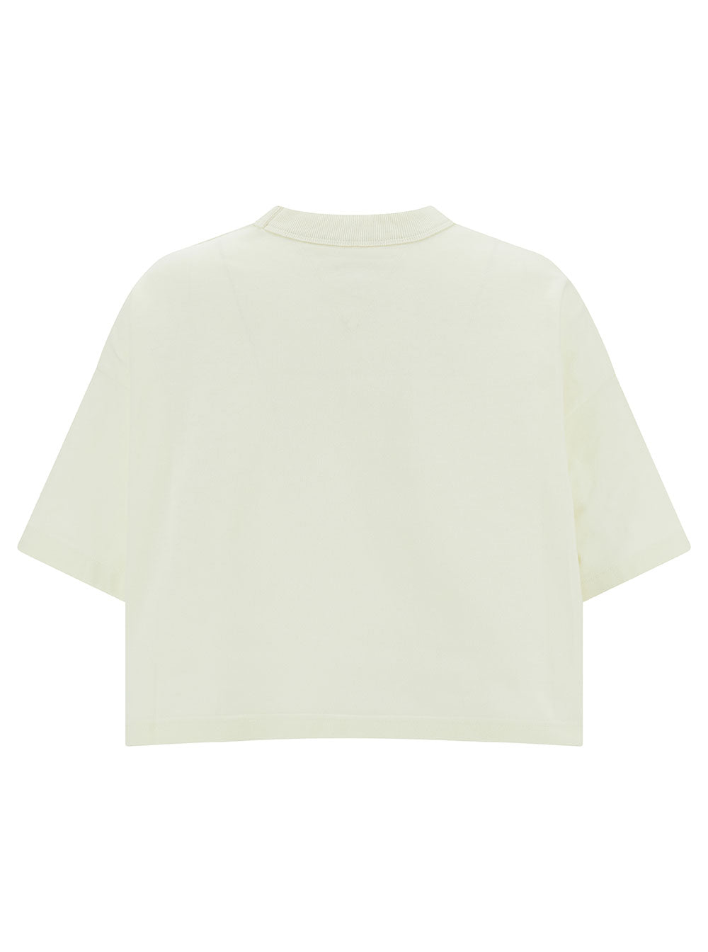 Bottega Veneta Women White Crop T-Shirt With Patch Pockets In Cotton Woman by Luosophy