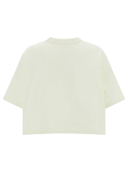 Bottega Veneta Women White Crop T-Shirt With Patch Pockets In Cotton Woman by Luosophy