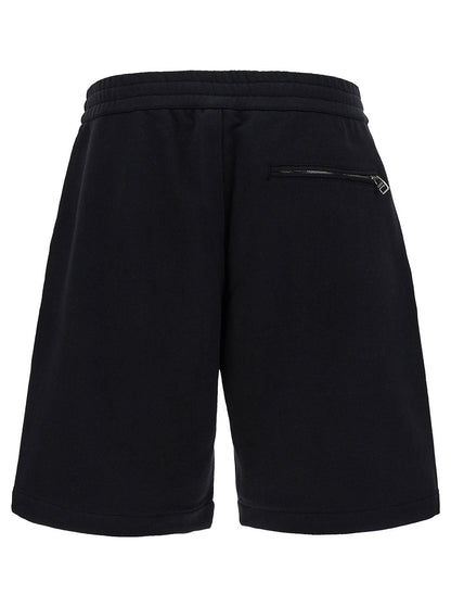 Alexander Mcqueen Men Black Shorts With Contrasting Logo Lettering Print In Cotton Man by Luosophy