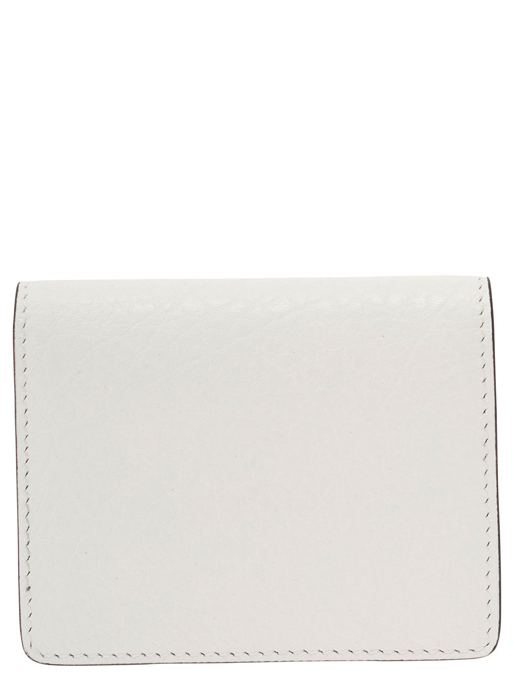 Acne Studios Men White Card-Holder With Embossed Logo In Hammered Leather Man by Luosophy