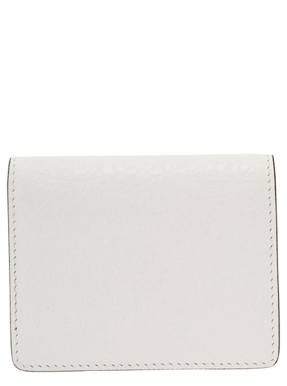Acne Studios Men White Card-Holder With Embossed Logo In Hammered Leather Man by Luosophy